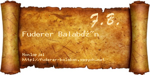 Fuderer Balabán névjegykártya